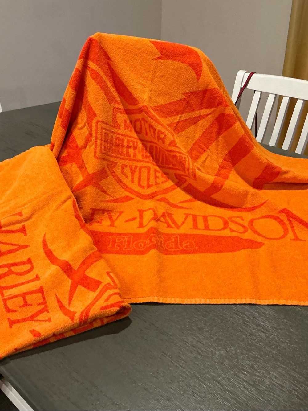 Harley-Davidson Orange and Red Logo Beach Towels…2 of them!